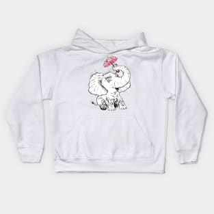 Adorable Fuzzy Elephant with a Precious Parasol Kids Hoodie